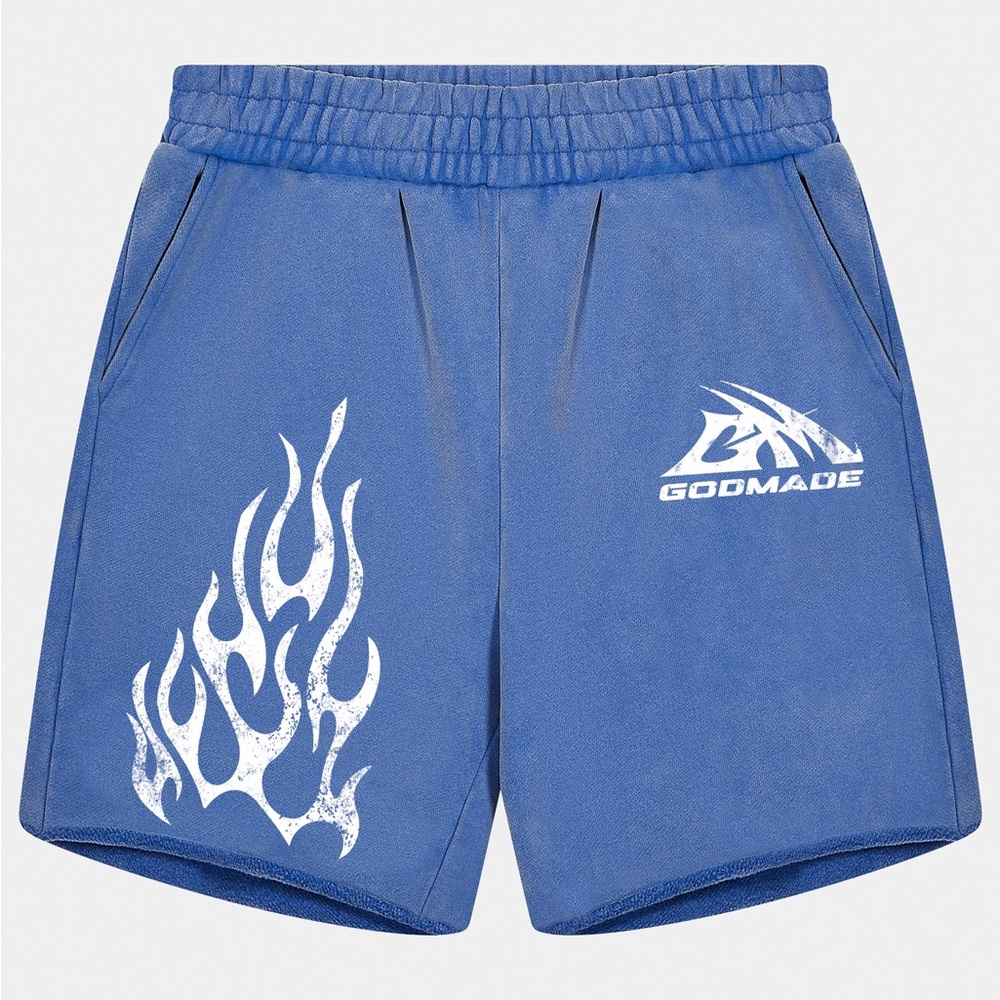 Godmade GM LOGO VINTAGE WASHED BLUE - DISTRESSED SHORTS
